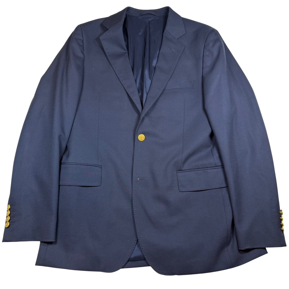 Men's Navy Single-Breasted Blazer with Gold Buttons